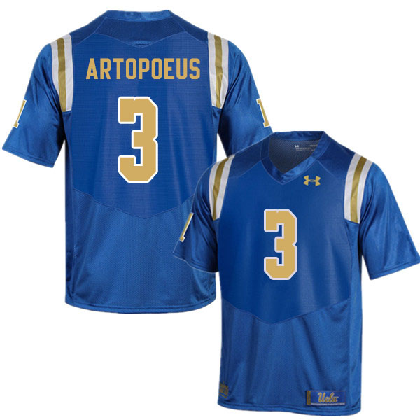 Men #3 Chase Artopoeus UCLA Bruins College Football Jerseys Sale-Blue